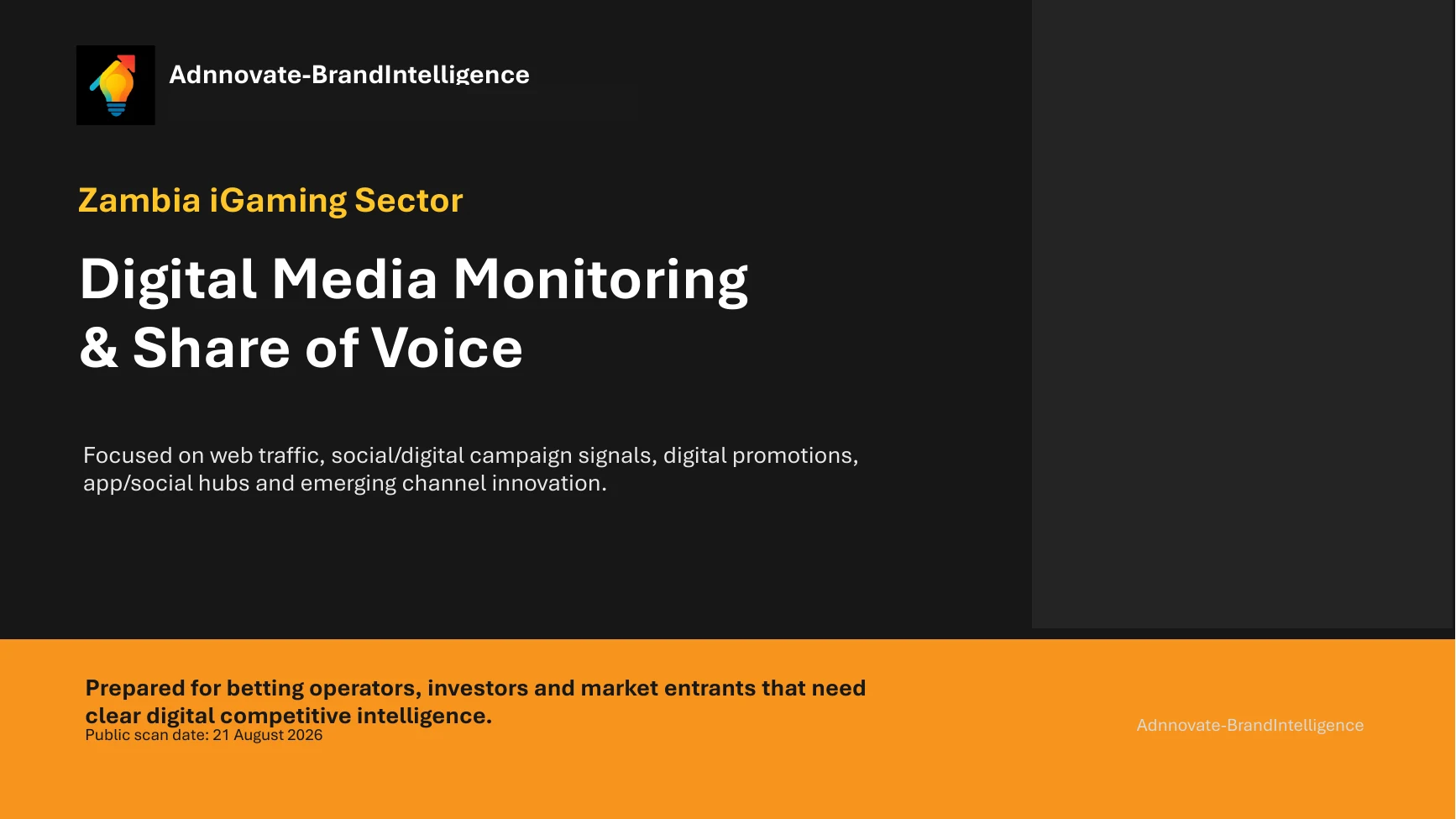 Adnnovate Zambia iGaming Digital Media Monitoring and Share of Voice July 2026 report cover